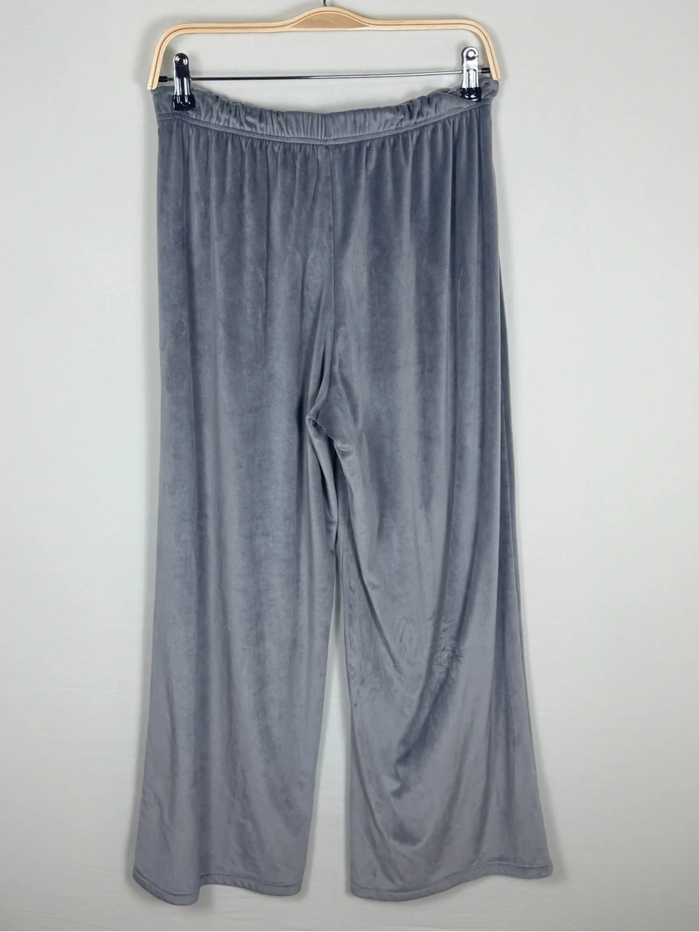 ONLY Gray Velour Wide Leg Lounge Pants Elastic Waist Soft Cozy Size M